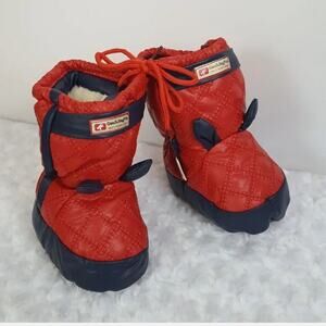 Baby Bootie Size 5 Red Fur Lined Soft Sole Snow Boots Puffer Gao Ji Jing Pin New